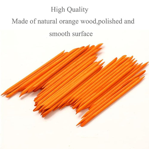 100 Pcs Orange Wood Nail Sticks Double Sided Multi Functional Cuticle Pusher - Image 2