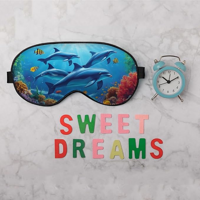 Dolphin Eye Mask Sleeping Mask Sea Fish Coral Whale Starfish Ocean World Sleep - Image 6