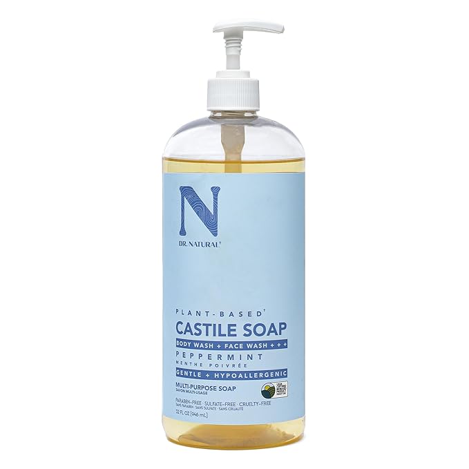 Dr. Natural Castile Liquid Soap, Peppermint, 32 oz by DrNatural