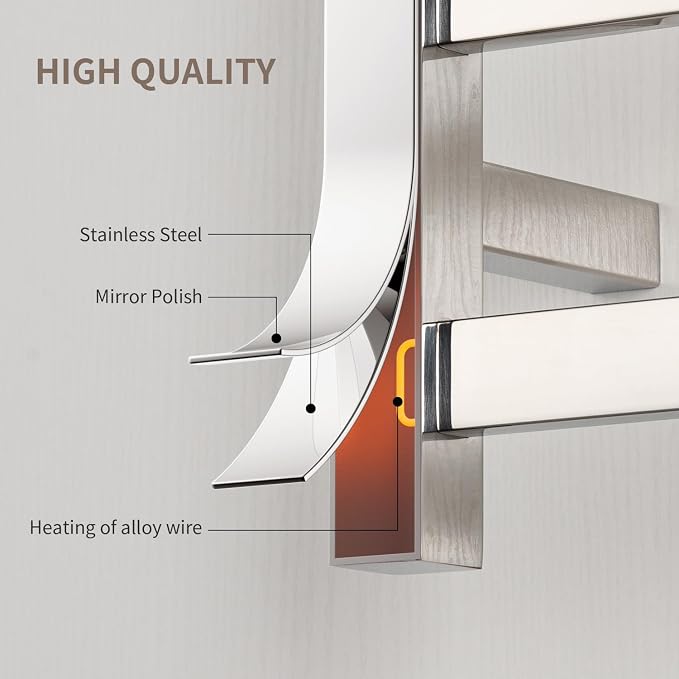 Wall Mounted Towel Warmer Square 6 Bars - Image 7