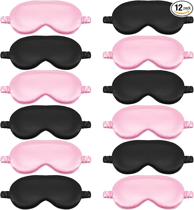 Cutecrop 12 Pcs Silk Sleep Masks Soft Satin Eye Masks by Cutecrop
