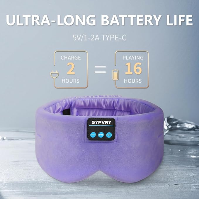 Sleep Mask Bluetooth 5.4 Headphones Soft Wireless Headband Eye Mask Blackout - Image 2