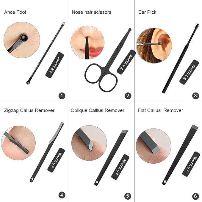 ZIZZON Manicure Set 18 in 1 Professional Pedicure Set Nail scissors Grooming Kit - Image 6