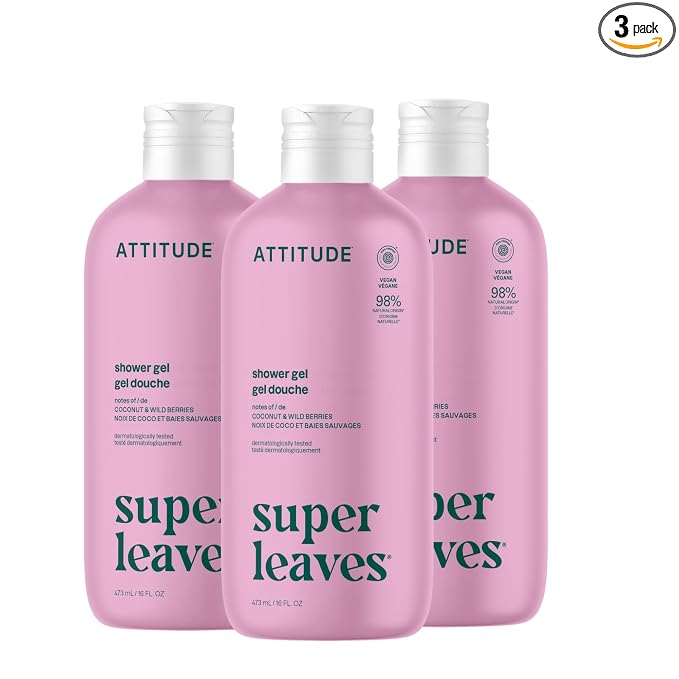 ATTITUDE Body Wash, EWG Verified Shower Gel, Dermatologically Tested, Plant and by ATTITUDE