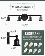 4-Light Vanity Light Fixture, Industrial Black Wall Sconce Lighting Fixture - Image 6
