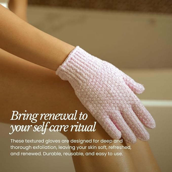 Bare Botanics 4 Pack Lavender Exfoliating Shower Gloves - Image 2