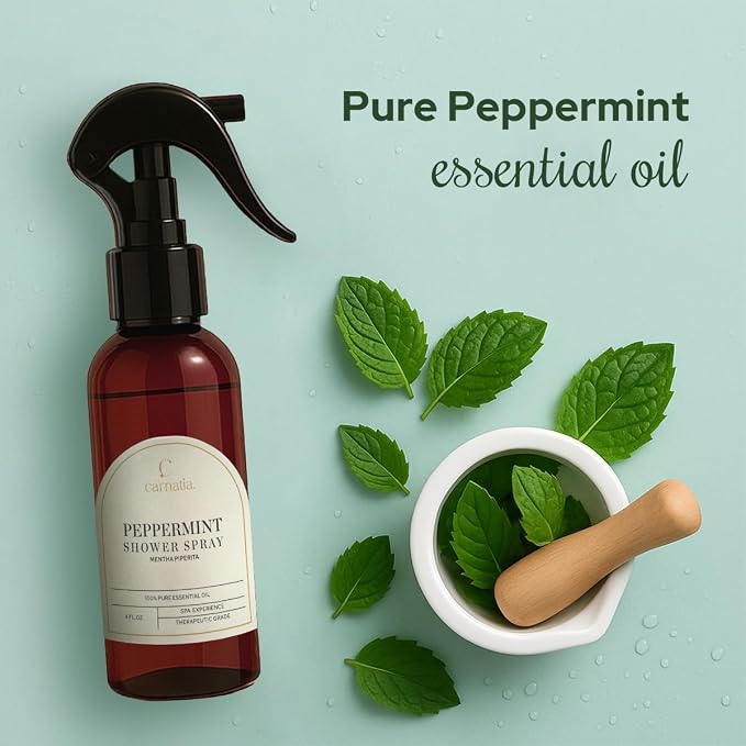 Carnatia Peppermint Shower Spray – Aromatherapy Essential Oil Mist - Image 2