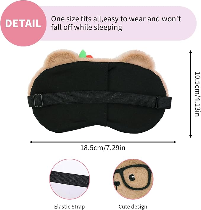 PERFECTSIGHT Sleep Eye Masks, Cute Plush Sleep Eye Cover Lightweight Adjustable - Image 7