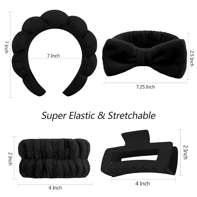 VELSCRUN Spa Headbands for Wash Face, Makeup Headband, Facial Skincare Headbands - Image 6