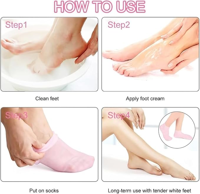 2 Pairs Silicone Moisturizing Glove Socks Set - Image 5