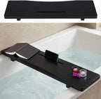 Stylish Black Bamboo Bathtub Tray Caddy by La+vie+elegante