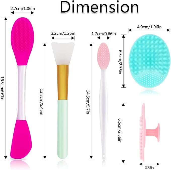 5PCS Silicone Scrubber Set, Lip Scrub Brush, Silicone Face Cleansing Brush - Image 8