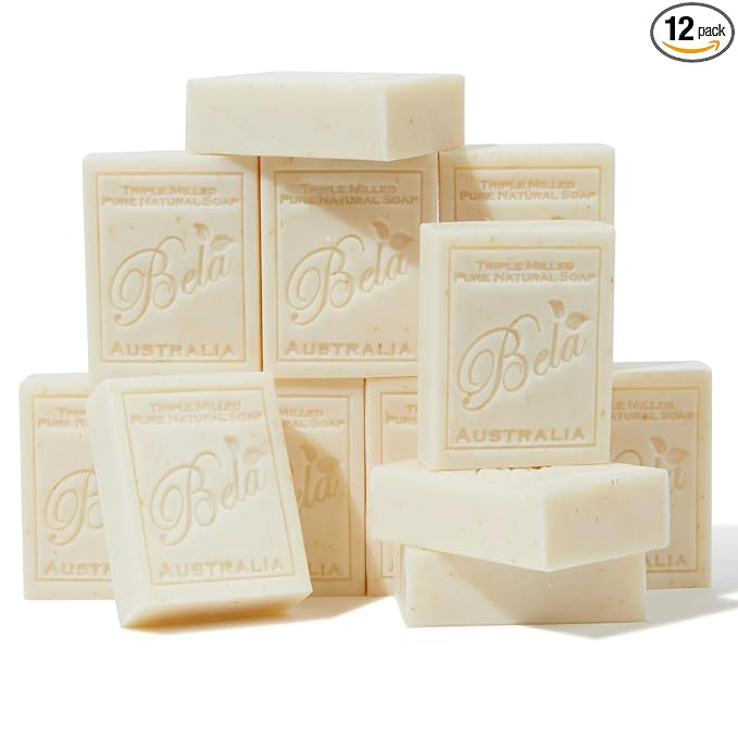 BELA Spearmint and Bran Soap 3.3 OZ Pack of 12, Long Lasting French Triple by BELAPURENATURALSOAPSANDODORELIMINATINGHOMEFRAGRANCES