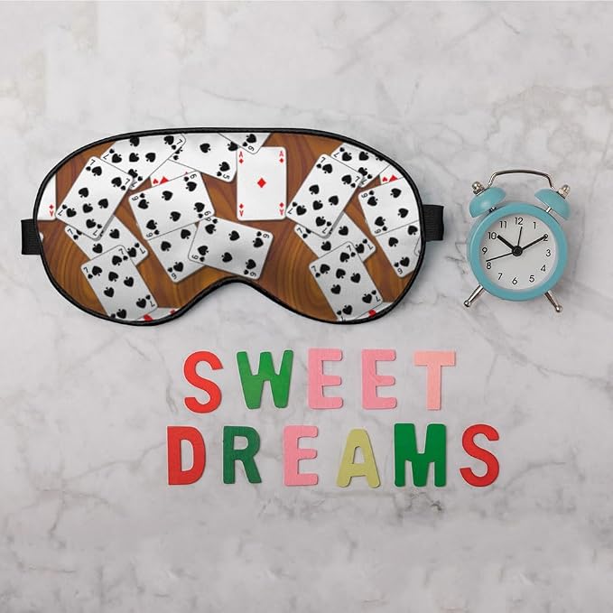 Playing Cards Silk Eye Mask Sleep Mask Funny Poker Wooden Table Rectangle Eye - Image 6