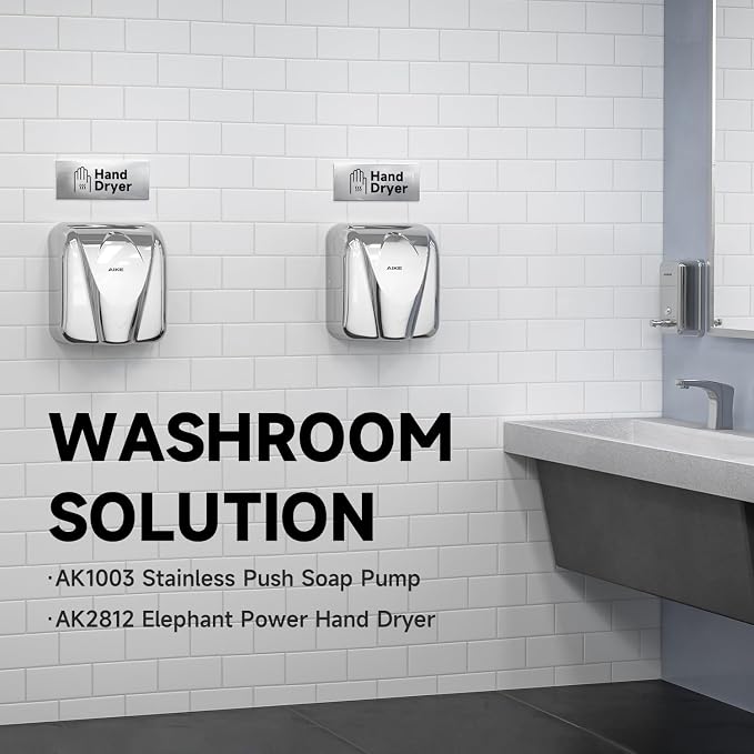 AIKE Elephant Power Commercial Hand Dryer High Speed Auto Warm Wind, Polished - Image 2