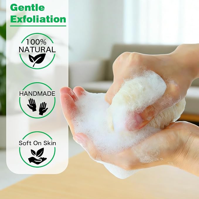 pisdoplop Natural Loofah Exfoliating Body Sponge Scrubber, 4 inch-Long Organic - Image 2