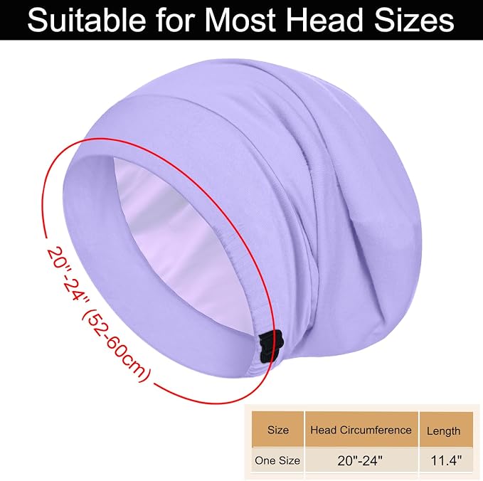Sleep Cap Bonnet for Sleeping, Adjustable Cooling Ice Silk Lined Hair Bonnets - Image 7