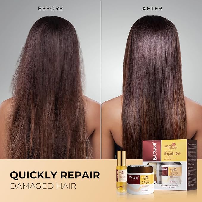 Karseell Collagen Hair Mask & Argan Oil Set, Deep Conditioning Hair Treatment - Image 7