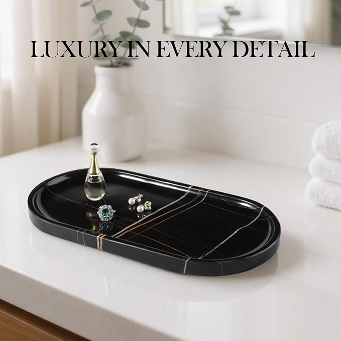 Koville Natural Black Marble Tray, Catchall - Image 9