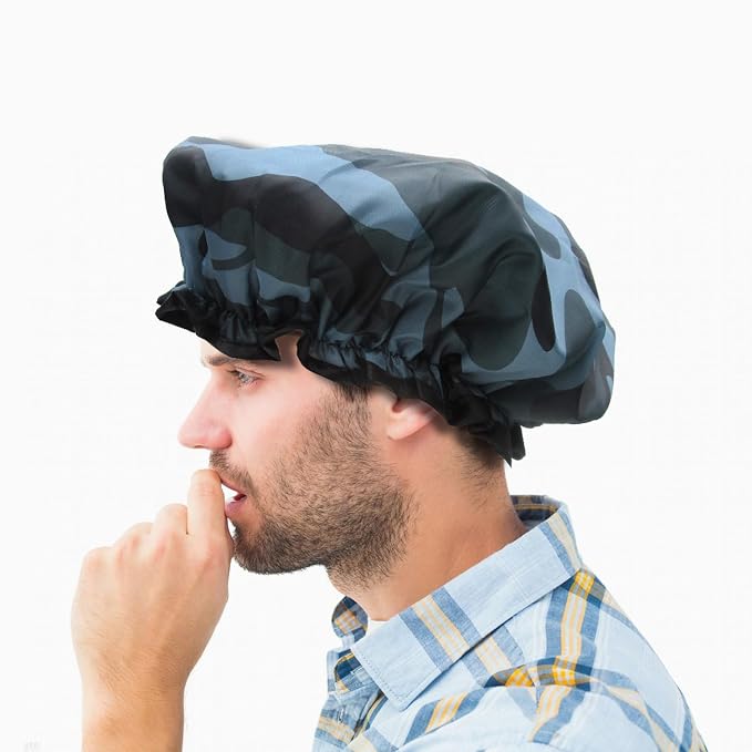 Shower Cap for Women Men Shower Hat Waterproof-Double Layer-Reusable Elastic - Image 6