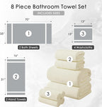 8 Piece Bath Towel Set |2 Oversized Large Bath Sheet, 2 Hand Towels, 4 - Image 4