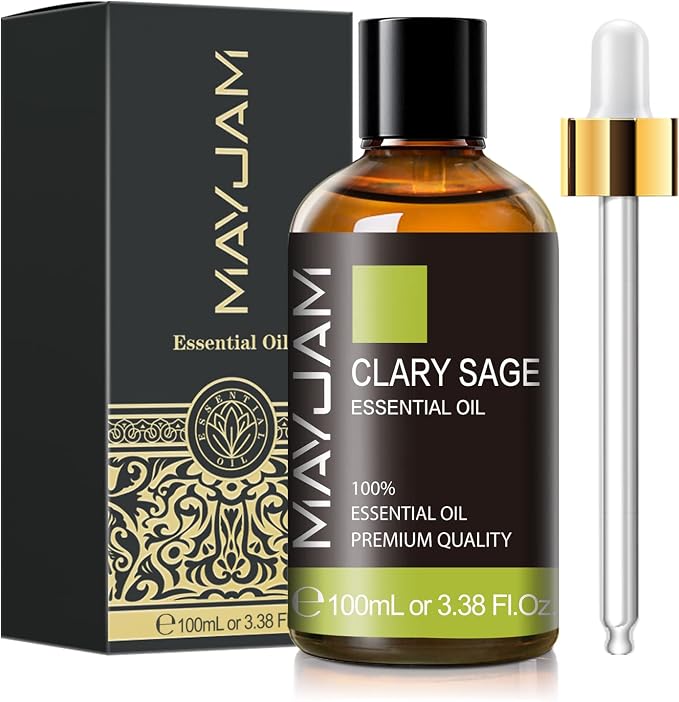 Clary Sage Essential Oil with Glass Dropper by MAYJAM