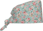 Scrub Cap for Women and Men Boho Black Leaf Pattern Adjustable Breathable by SUPLUCHOM