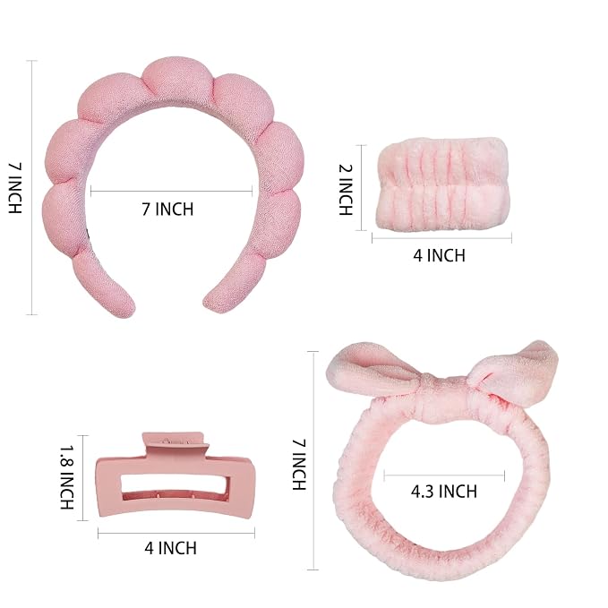 7 Pcs Spa Set, Facial Headband and Wristband Set, Skincare Accessories - Image 8