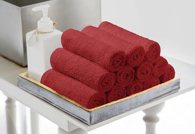 Avalon Towels Cotton Washcloths 24-Pack – 12 x 12 Inch Red Super Soft & - Image 4