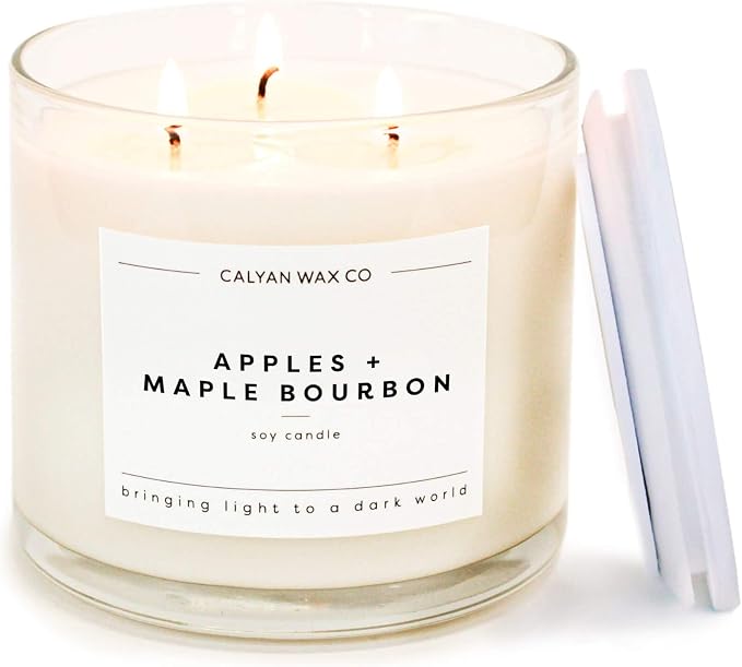 Calyan Wax Co. Apples & Maple Bourbon 3 Wick Scented Candle by CalyanWaxCo
