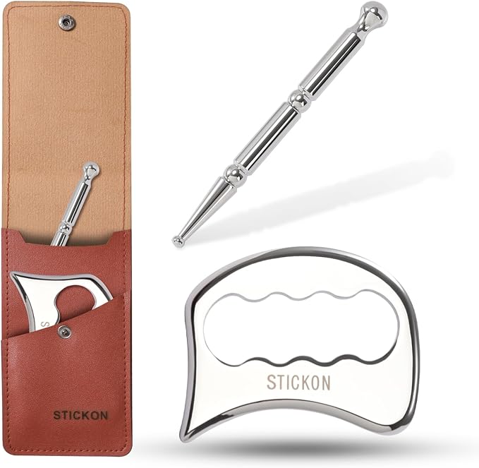 STICKON 2 in 1 Stainless Steel Gua Sha, Acupressure Pen, Physical Therapy Tools by STICKON