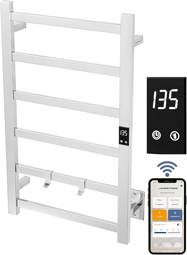 Topdattion Smart Wireless Electric Towel Warmer | Blade Thin 6 Bar Design | by Topdattion
