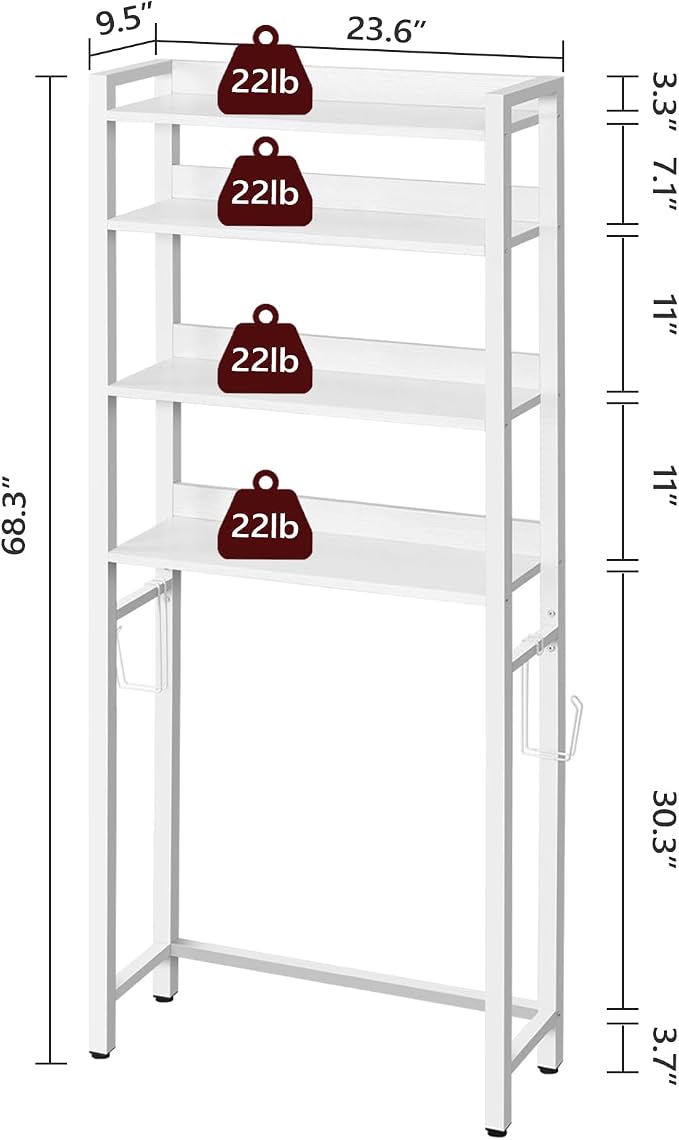 MAHANCRIS Over The Toilet Storage Rack, 4 Tier Bathroom Organizer Over Toilet - Image 2
