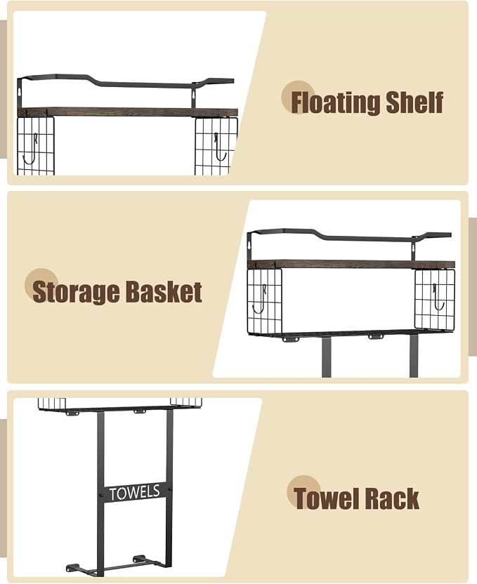 Rustic Brown Wood Vertical Towel Rack - Image 5