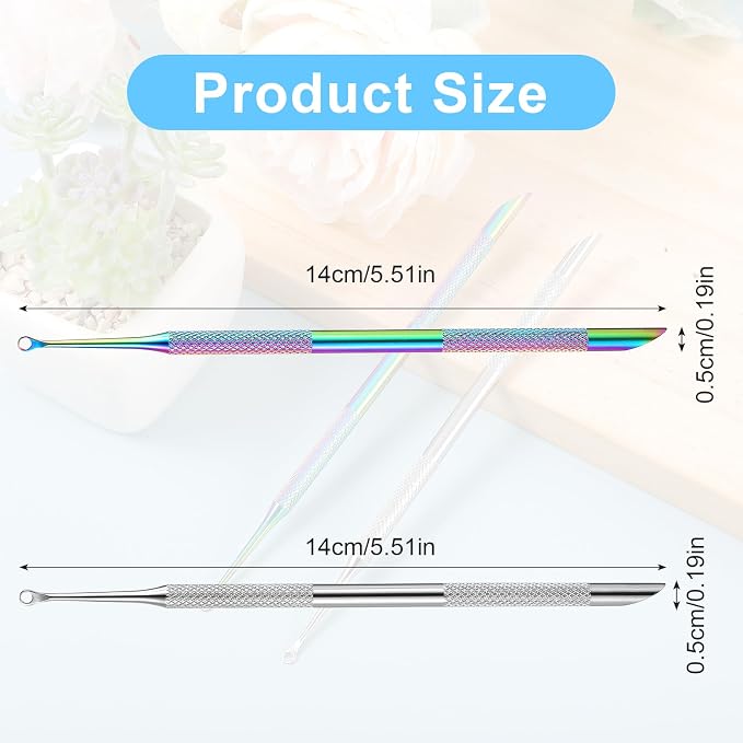2PCS Pre Treatment Cuticle Pusher Dual Ended Cuticle Remover Stainless Steel - Image 2