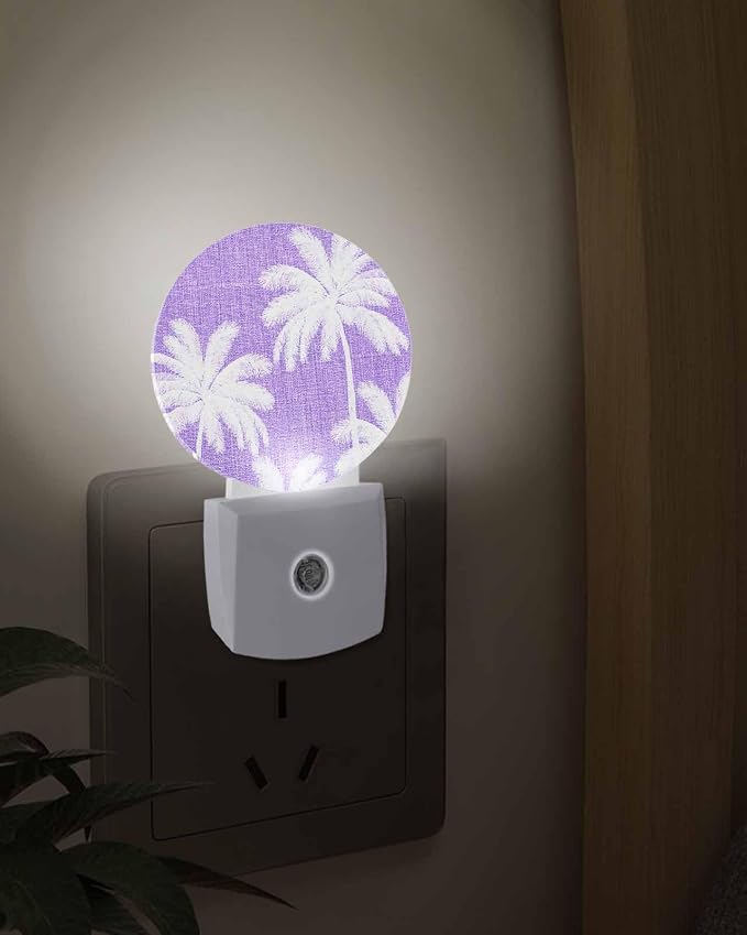 Night Lights Auto Sensor Tropical Palm Trees Night Light Purple Linen Coastal - Image 3