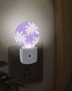 Night Lights Auto Sensor Tropical Palm Trees Night Light Purple Linen Coastal - Image 3