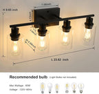 Bathroom Vanity Light Fixtures, 4-Light Matte Black Bathroom Lights, Wall - Image 2