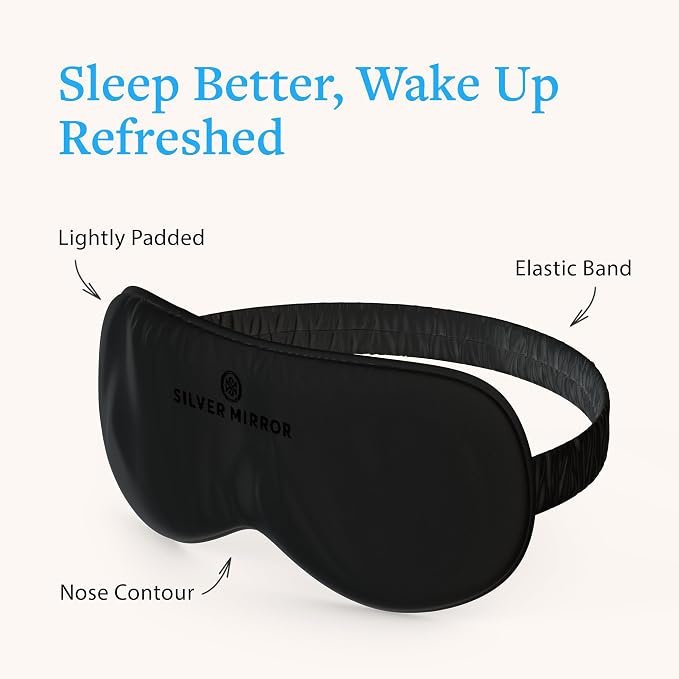 Sleep Mask in Black, 100% Silk, Pure Mulberry Silk, Light Blocking Eye Mask - Image 4