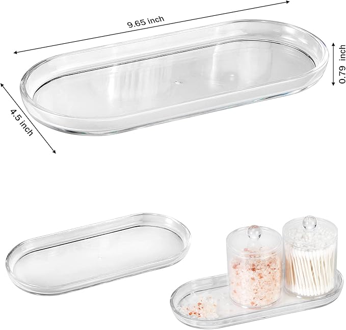 SheeChung Acrylic Vanity Tray, 2 Pack, 9.65 in x 4.5 in x 0.79 in, Catchall Tray - Image 7