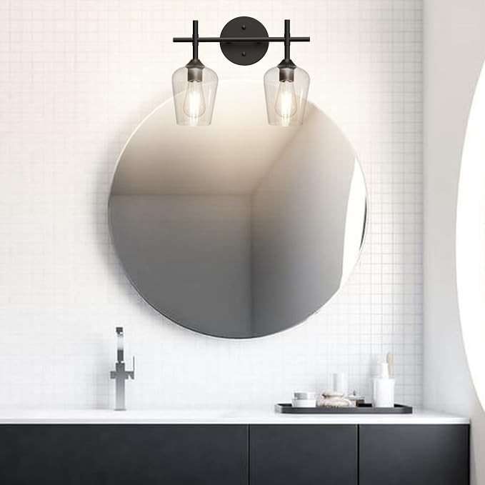 Ralbay Vintage Black Bathroom Light Fixtures 2-Lights Industrial Matte Black - Image 7