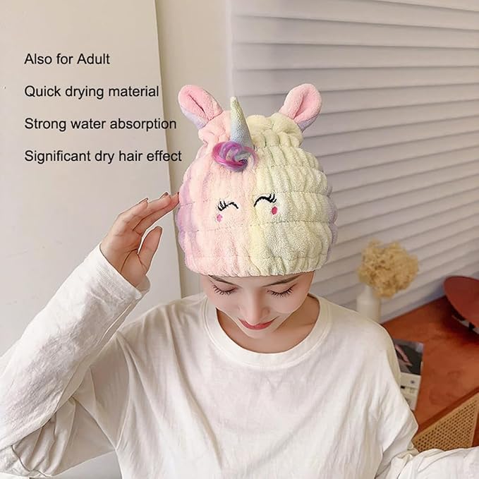 Animal Hair Drying Towel Cap for Kids, Absorbent Quick Girls Boys Hair Drying - Image 5