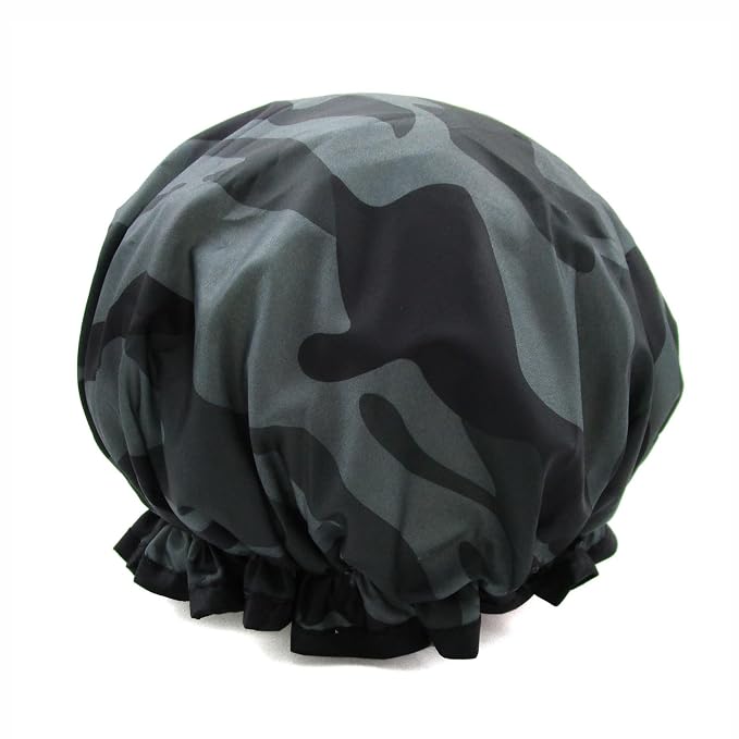Shower Cap for Women Men Shower Hat Waterproof-Double Layer-Reusable Elastic by ZKLLGHE