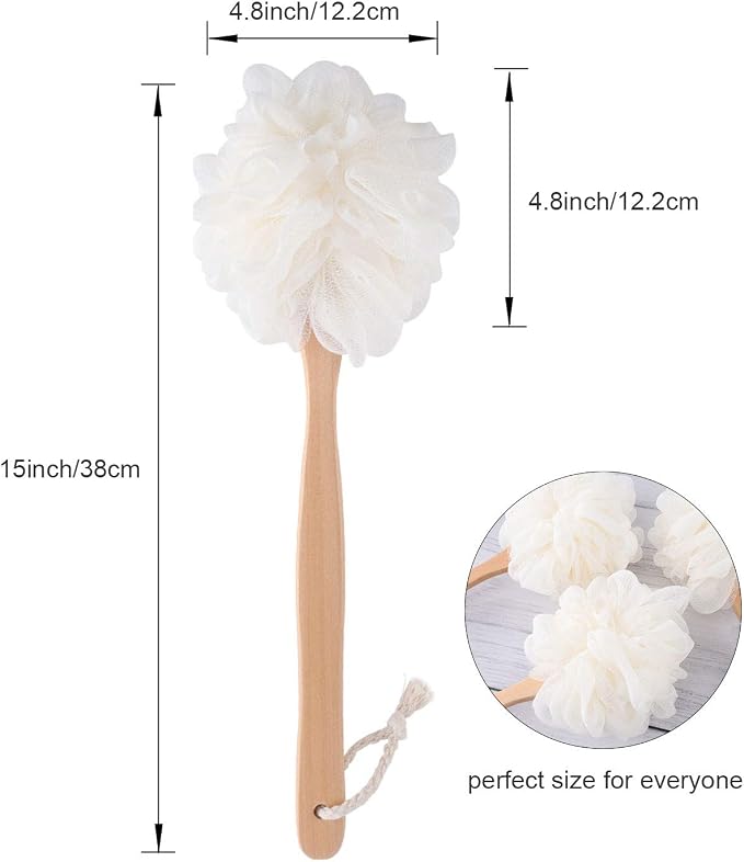 White Loofah with Handle - Image 4