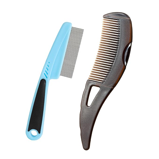 Dandruff Comb Wide Tooth, Stainless Steel Fine Tooth Lice/Psoriasis Scalp Detox by AMZWISH