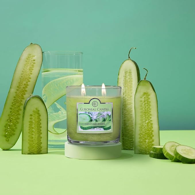 Colonial Candle Cucumber Fresca Scented Jar Candle, 2 Wick, 3.5 oz, Mottled Wax - Image 7