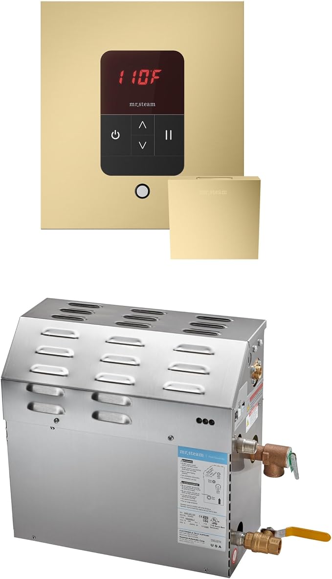 Mr Steam MS 6kW Steam Shower Generator Package w/square iTempo Control in Satin by MrSteam