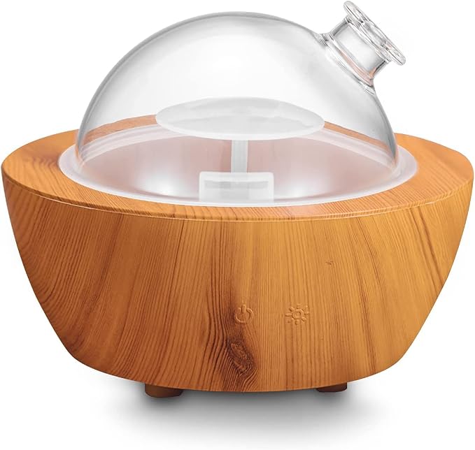 280ml Glass Essential Oil Diffuser Wood Grain Base Air Aroma Diffusers by XANAPHIA