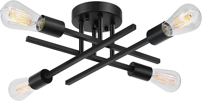 SunRider Industrial 4-Light Semi Flush Mount Ceiling Light Fixture, Indoor - Image 9