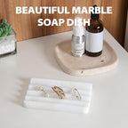2 Pcs Soap Holder for Bathroom, Marble Soap Dish for Kitchen Countertop - Image 2